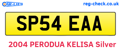SP54EAA are the vehicle registration plates.