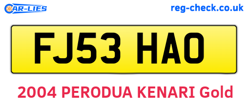 FJ53HAO are the vehicle registration plates.