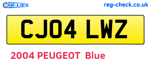 CJ04LWZ are the vehicle registration plates.