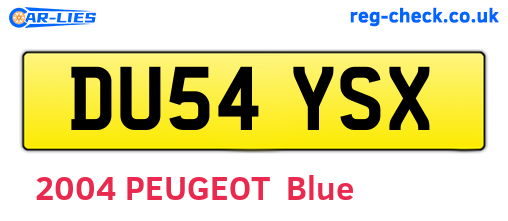 DU54YSX are the vehicle registration plates.