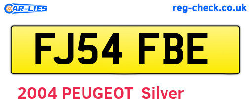 FJ54FBE are the vehicle registration plates.