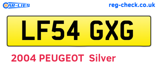 LF54GXG are the vehicle registration plates.