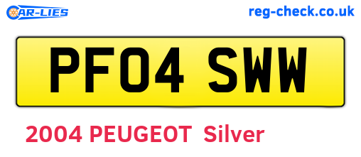 PF04SWW are the vehicle registration plates.
