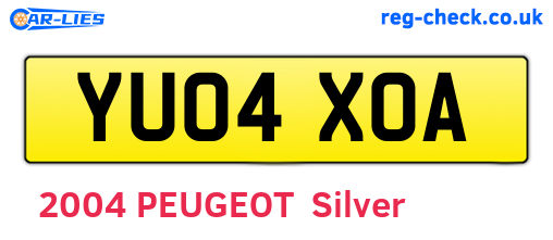 YU04XOA are the vehicle registration plates.
