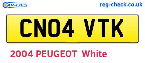 CN04VTK are the vehicle registration plates.