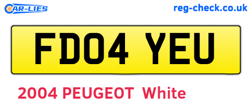 FD04YEU are the vehicle registration plates.