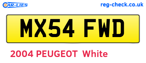 MX54FWD are the vehicle registration plates.