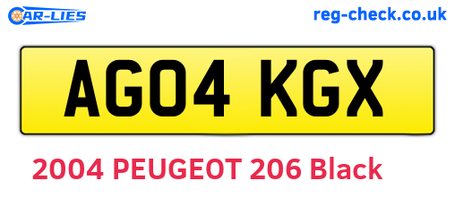 AG04KGX are the vehicle registration plates.