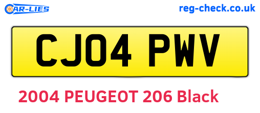 CJ04PWV are the vehicle registration plates.