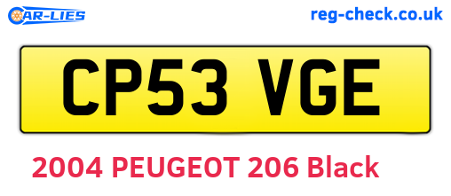 CP53VGE are the vehicle registration plates.