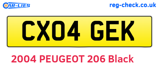 CX04GEK are the vehicle registration plates.
