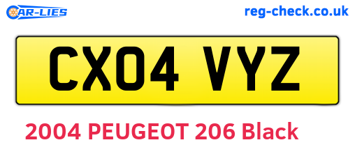 CX04VYZ are the vehicle registration plates.