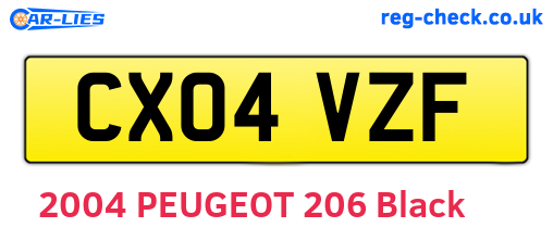 CX04VZF are the vehicle registration plates.