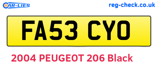FA53CYO are the vehicle registration plates.