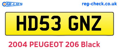 HD53GNZ are the vehicle registration plates.