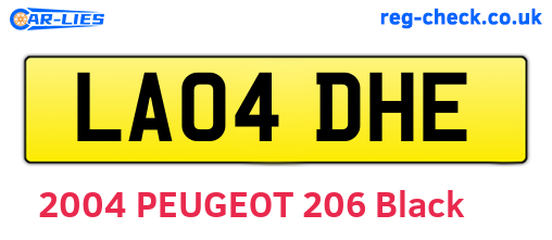 LA04DHE are the vehicle registration plates.