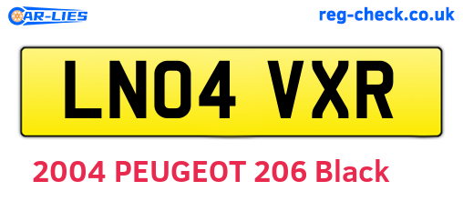 LN04VXR are the vehicle registration plates.