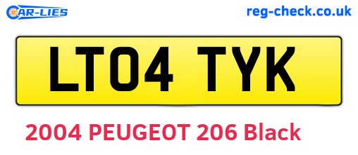 LT04TYK are the vehicle registration plates.