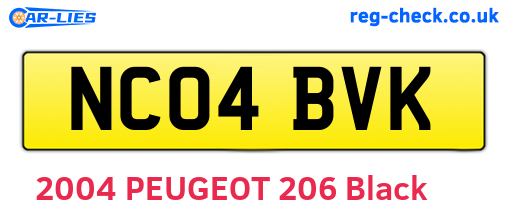 NC04BVK are the vehicle registration plates.