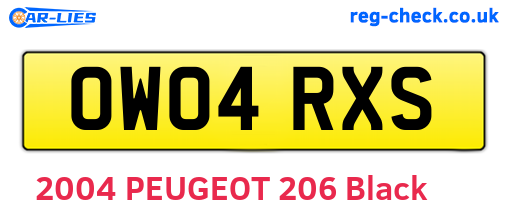 OW04RXS are the vehicle registration plates.