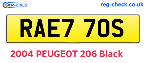 RAE770S are the vehicle registration plates.