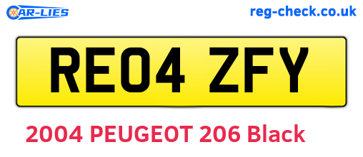 RE04ZFY are the vehicle registration plates.