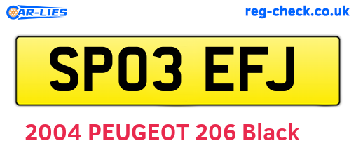 SP03EFJ are the vehicle registration plates.