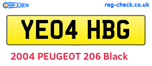 YE04HBG are the vehicle registration plates.