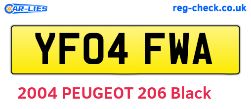 YF04FWA are the vehicle registration plates.