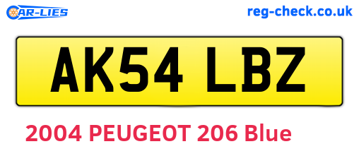 AK54LBZ are the vehicle registration plates.