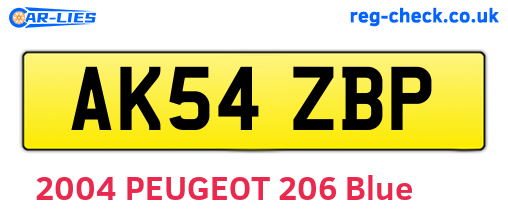 AK54ZBP are the vehicle registration plates.