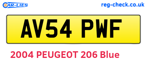 AV54PWF are the vehicle registration plates.
