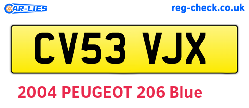 CV53VJX are the vehicle registration plates.