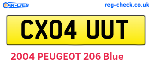 CX04UUT are the vehicle registration plates.
