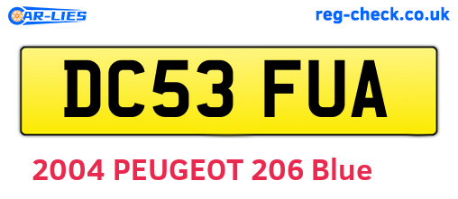 DC53FUA are the vehicle registration plates.