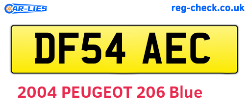DF54AEC are the vehicle registration plates.