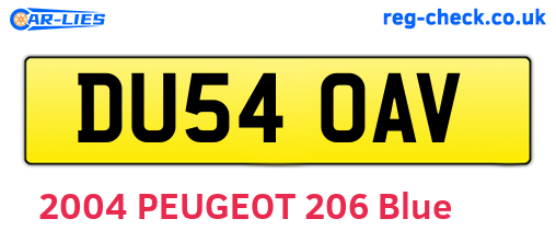 DU54OAV are the vehicle registration plates.