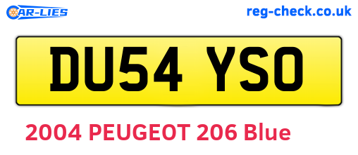 DU54YSO are the vehicle registration plates.