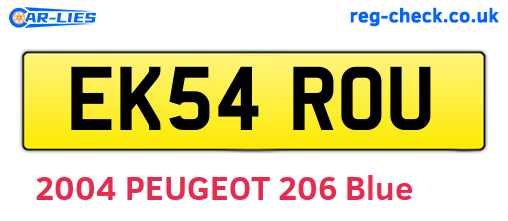 EK54ROU are the vehicle registration plates.