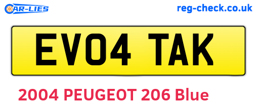 EV04TAK are the vehicle registration plates.