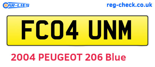 FC04UNM are the vehicle registration plates.