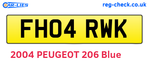 FH04RWK are the vehicle registration plates.