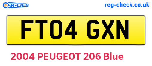 FT04GXN are the vehicle registration plates.