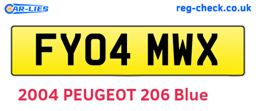 FY04MWX are the vehicle registration plates.