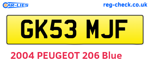 GK53MJF are the vehicle registration plates.