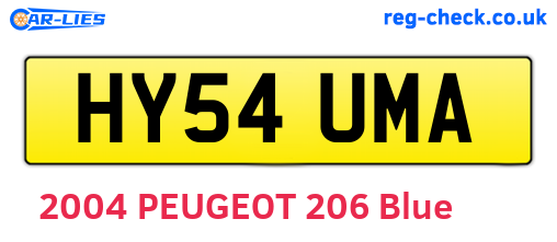 HY54UMA are the vehicle registration plates.