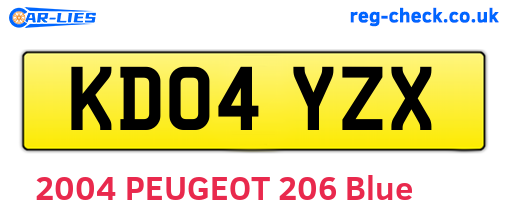 KD04YZX are the vehicle registration plates.