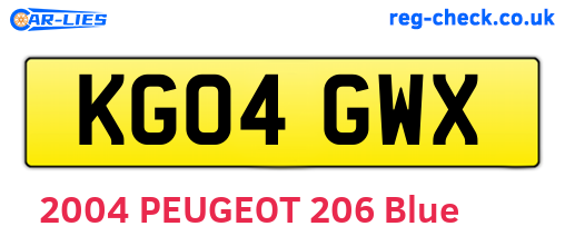 KG04GWX are the vehicle registration plates.