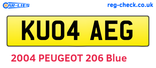 KU04AEG are the vehicle registration plates.