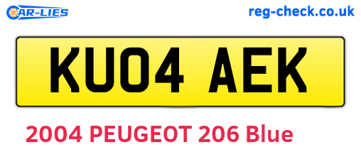 KU04AEK are the vehicle registration plates.